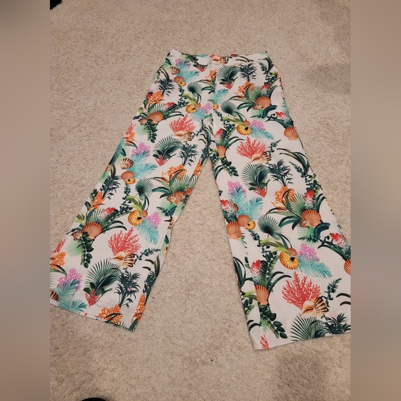 Boston Proper Tropical Floral Palazzo Pants Size M Lined NWOT - Picture 4 of 7